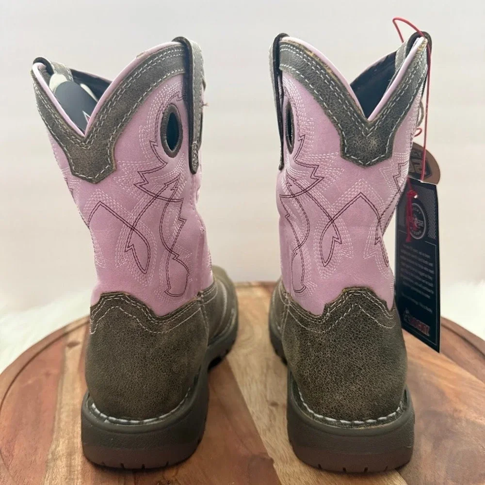 Rocky Legacy 32 Kids Western Boots Brown Pink Lavender Square Toe RKW0408C 3M